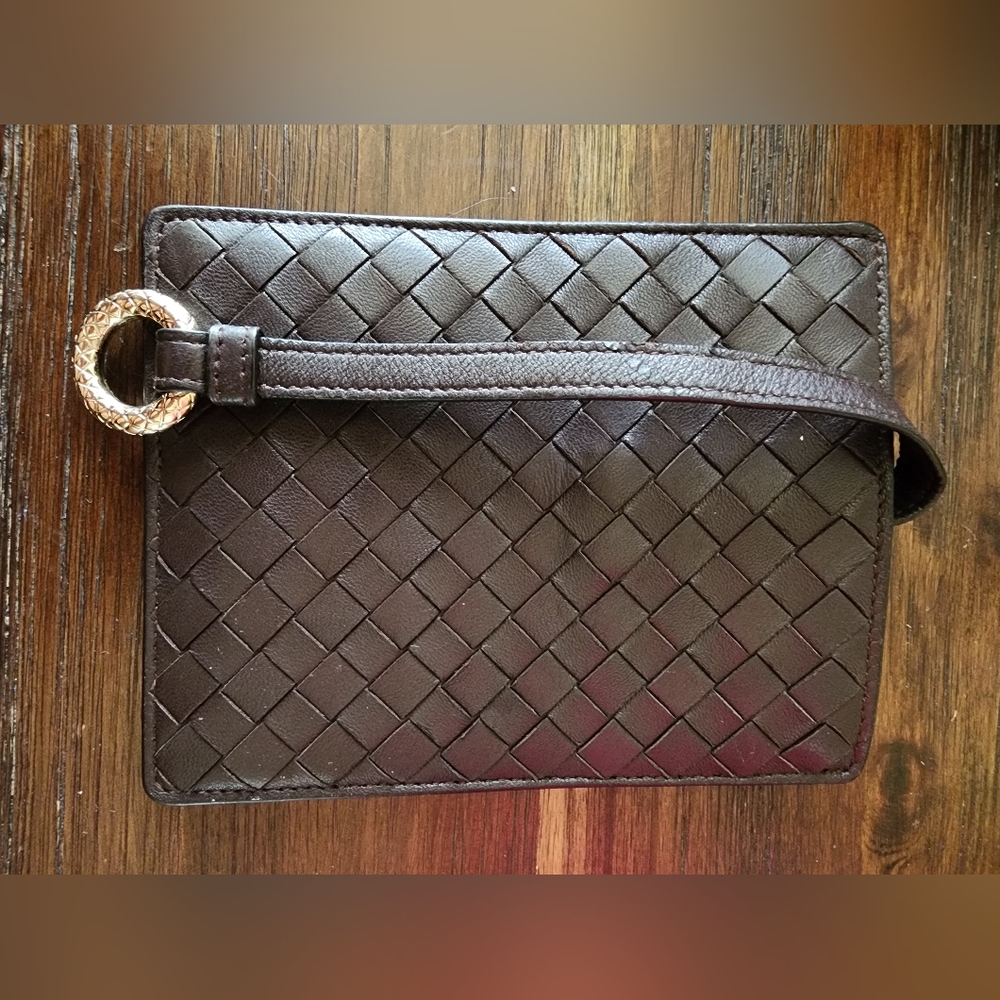 Bottega Veneta Brown Woven Leather Key & Card Holder - Picture 2 of 12
